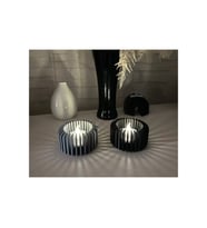 Alvera Modern Çizgili Mumluk – 3D Baskı Tealight Mumluk (1 Adet)-Gri