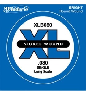 D'Addario XLB080 XL Nickel Wound Bas Gitar Tek Teli ($0.080$ İnç) A/La Teli Standardı, Güçlü Bas Projeksiyonu, Esnek Tansiyon ve Karakteristik Parlak Nikel Tınısı