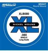 D'Addario XLB080 XL Nickel Wound Bas Gitar Tek Teli ($0.080$ İnç) A/La Teli Standardı, Güçlü Bas Projeksiyonu, Esnek Tansiyon ve Karakteristik Parlak Nikel Tınısı