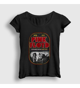 Presmono Kadın Siyah Atom Heart Mother Pink Floyd T-Shirt 76058tt