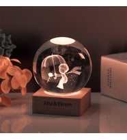 Kişiye Özel Işıklı Ahşap Kaideli Küçük Prens Cam Küre 6cm