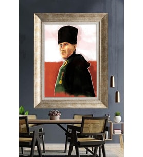 Gümüş Çerçeveli Atatürk Tablo za215
