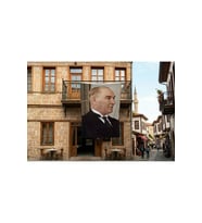 Gazi Mustafa Kemal Atatürk Yan Portre Poster Bayrak Premium Raşel Kumaş 300x450cm ATA58