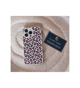 Samsung Galaxy A54 Uyumlu Pembe Leopar Desenli Şeffaf Kılıf