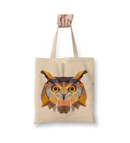 Geometric Animal Owl Baykuş Beyaz Bez Çanta Uzun Saplı Alışveriş Çantası Plaj Çantası