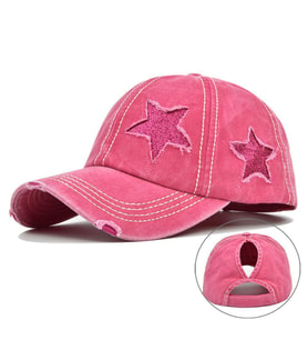 Valkyrie Vintage Pembe Yıldız Nakışlı Şapka Unisex Eskitme Baseball Cap Ayarlanır Pamuk Günlük Şapka
