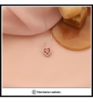 925 Ayar Gümüş Kırmızı Kalp Kolye