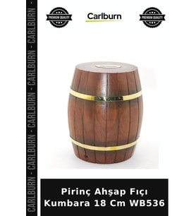Özel Üretim Dekoratif Hediyelik Ev Aksesuarı Pirinç Ahşap Fıçı Kumbara 18 Cm WB536
