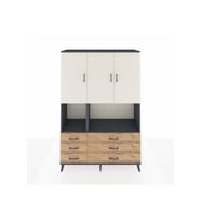 Hyperion Dolap 6 Raflı 6 Çekmeceli 3 Kapaklı 132x44x195 Antrasit-Aytaşı/Çam