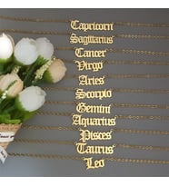 Kişiye Özel 925 Ayar Gümüş Old English Font İngilizce Burç Kolye