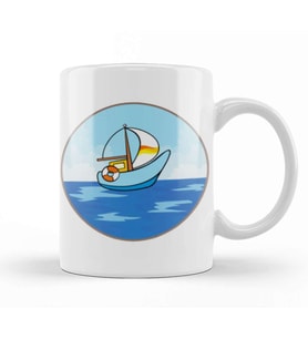 Boat İn The Sea Kupa Bardak Porselen