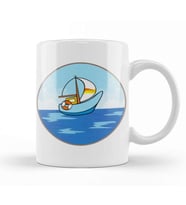 Boat İn The Sea Kupa Bardak Porselen
