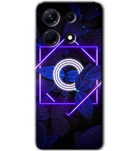 İnfinix Note 30 Kılıf HD Desen Baskılı Arka Kapak - Dark Neon Yaprak O Harfi