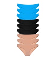9 adet Süper Eko Set Likralı Kadın Slip Külot Siyah Ten Mavi