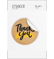 48 Adet Thank You-hand Made With Love Etiket, 17 Farklı Tasarım Kraft Sticker 4cm