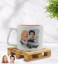 BK Gift Kişiye Özel Sevgililer Karikatürlü Middle Beyaz Kupa Bardak Model 53