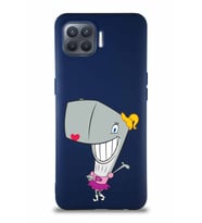 Oppo Reno 4 Lite Soft Premier Kapak Pearl Yengeç Tasarımlı Silikon Kılıf - Lacivert (Şeffaf)