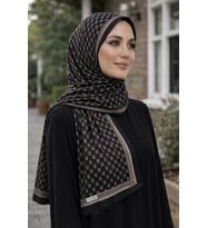 Mavi İpek Siyah Vizon Serisi Soft Pamuk Şal D4