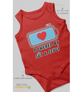 Powered By Süt ve Sevgi Baskılı Bebek Zıbını – Çıtçıtlı Body 8 Renk  %100 Pamuk Sıfır Kol