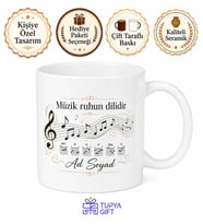 Müzik Notaları Sol Anahtarı Akor Tablosu Melodik Sesler Baskılı Porselen Kupa Hediye Bardak
