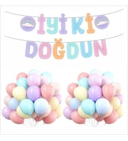MAKARON BALON (5INC VE 12 INC) +BANNER SETİ