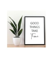 "good Things Take Time" Yazılı Siyah Çerçeve Görünümlü Ahşap Duvar Tablosu (Çok Renkli)