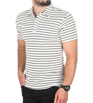 DeepSEA Erkek  Slim Fit Nefes Alan Pamuklu Polo Yaka Tişört Dar Kesim Örme Kumaş Tişört 2501207 (Beyaz)