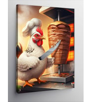 Kanvas Tablo Döner Yapan Tavuk