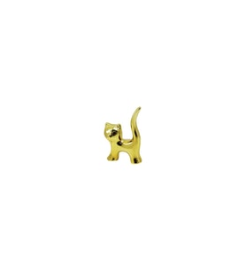 Kedi Tasarımlı Gold Seramik Biblo - Mini Boy - Parlak Altın Renk - Dekoratif Süs