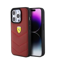 Apple iPhone 15 Pro Kılıf Ferrari Orjinal Lisanslı Deri Dikişli Arka Yüzey Metal Logo Tasarımlı Kapa