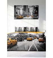 Çift Kişilik ( Lastikli Çarşaflı ) %100 Pamuk Saten Nevresim Takımı Taxi