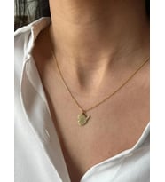 Kişiye Özel Gold Kaplama Minimal Resim Paleti Kolye 925K Gümüş