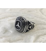 Mercedes Amblemi İşlemeli 925 Ayar Gümüş Erkek Yüzük