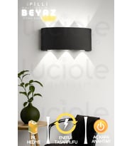 Şerit LED Pilli Siyah Kasa Haiti Aplik Banyo Salon Ayna Üstü Led Aydınlatma Beyaz Led