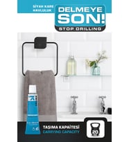Kare Havluluk Banyo Havlu Askısı Mat Siyah Yapışkanlı
