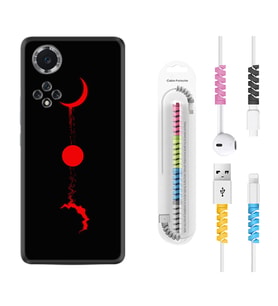 Huawei Nova Y70 Y90 Nova 9 SE  Kılıf Kablo Koruma Spiral Silikon Red Moon 1710