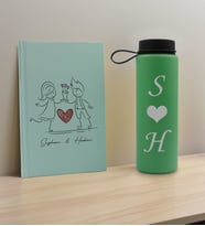 BK Gift Sevgiliye Özel İsimli Su Yeşili Defter ve Yeşil Cam Matara Hediye Seti-6, Sevgiliye Hediye, Sevgililer Günü, Yeni İş Hediyesi