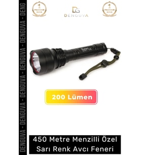 Premium Seri Dayanıklı Tek Modlu P50 Led 450 Metre Menzilli Özel Sarı Renk Avcı Feneri