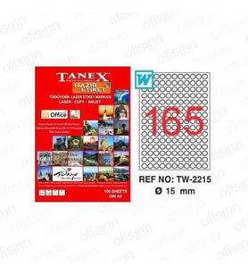 Tanex TW-2215 - 15 mm Laser Etiket 100 Adet Ücretsiz Kargo