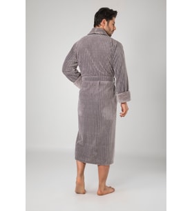 Taş Rengi Pitikare Desenli Bambo Cotton Erkek Bornozu (Taş)