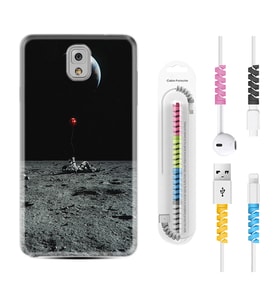 Samsung Note 3 4 5 8 9 20 Ultra 10 Lite Kılıf Kablo Koruma Spiral Silikon Astronoot Red Baloon 1608