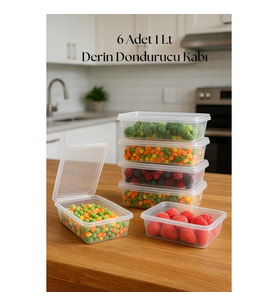6’lı Derin Dondurucu Saklama Kabı & Organizeri 1 lt 12,5x19,5x5,5 cm