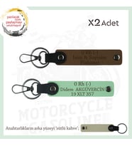 Motosiklet Severlere, İsim Plaka ve 0 Rh - Kan Grubu Yazılı, Motorcu x2 Anahtarlık, Kahve-Yeşil-SK (Çok Renkli)