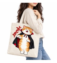 Dracula Kedi Baskılı Körüklü Kanvas Çanta 35x40 cm – 260 Gr