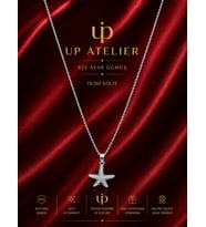 Up Atelier 925 Ayar Gümüş İthal Zincirli Zirkon Taşlı Deniz Yıldızı Model
