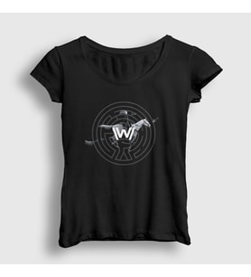Presmono Kadın Siyah Rider Westworld T-Shirt 225003tt