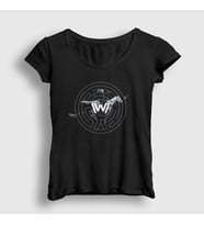Presmono Kadın Siyah Rider Westworld T-Shirt 225003tt