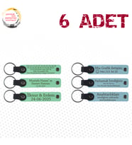 Yeşil & Gök Mavi, Aile Gecelerine Özel Anı, 6’lı Set, İsim Yazılabilen Deri Anahtarlık