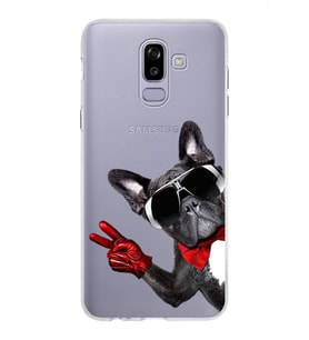 PrintiFy Samsung Galaxy J8 ile Uyumlu 1mm Slim Fit Köpek 2 050e Baskılı Şeffaf  Kılıf