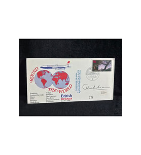 Uçak temalı İlk Gün Zarfı Flown Round The World British Airtours Frankfurt, London Hong Kong Signed